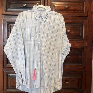 Burberry Light Blue Plaid Dress Shirt. Size L.